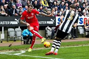 Newcastle United V Bristol City Prints: Aden Flint vs Paul Dummett: Intense Battle at St James Park (Newcastle United vs Bristol City)