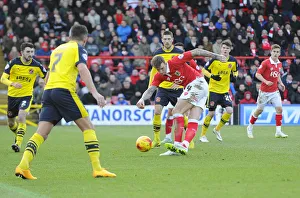 Bristol City V Fleetwood Town Prints: Aden Flint's Close Call: Missed Goal vs