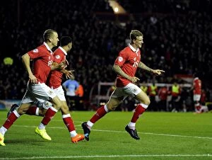 Images Dated 21st October 2014: Aden Flint's Double: Bristol City's Thrilling Victory Over Bradford City (10-21-2014)