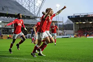 Bristol City V Charlton Prints: Aden Flint's Double Celebration: Bristol City's Triumph over Charlton Athletic (December 2015)