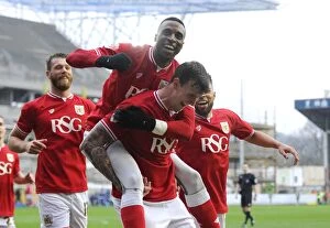 Images Dated 13th February 2016: Aden Flint's Double Delight: Celebrating His First Goal Against Ipswich Town with Team Mates