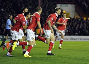 Images Dated 21st October 2014: Aden Flint's Double: Thrilling Victory for Bristol City over Bradford City (10-21-2014)