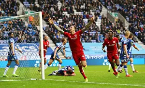 Wigan Athletic V Bristol City Prints: Aden Flint's Euphoric Goal: Bristol City Takes the Lead over Wigan Athletic in Sky Bet Championship (March 11)