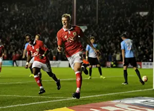 Bristol City V Bradford Prints: Aden Flint's Euphoric Goal Celebration: Bristol City vs Bradford City, 2014