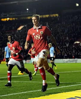 Bristol City V Bradford Prints: Aden Flint's Euphoric Goal Celebration: Bristol City's Triumph Over Bradford City