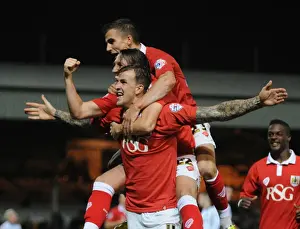 Port Vale V Bristol City Prints: Aden Flint's Exuberant Goal Celebration: Port Vale vs
