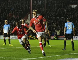 Bristol City V Bradford Prints: Aden Flint's Goal Celebration: Bristol City vs Bradford City, October 2014