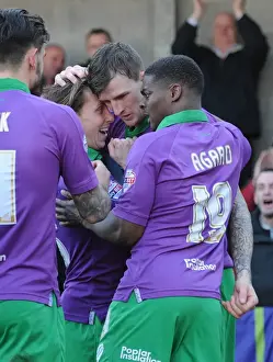 Crawley Town V Bristol City Prints: Aden Flint's Goal Celebration: Bristol City's Victory at Crawley Town