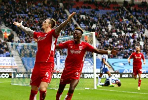 Wigan Athletic V Bristol City Prints: Aden Flint's Goal Celebration: Wigan Athletic vs