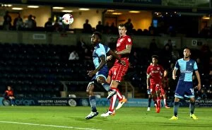 Images Dated 9th August 2016: Aden Flint's Headed Goal: Wycombe Wanderers vs. Bristol City, 2016