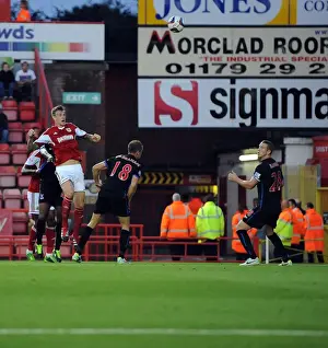 Framed Print : Aden Flint's Header: Bristol City vs Crystal Palace, Capital One Cup 2013