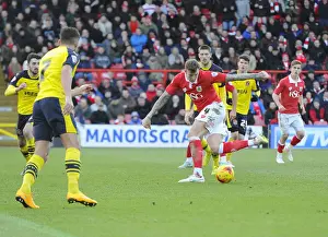 Bristol City V Fleetwood Town Prints: Aden Flint's Heart-Stopping Miss: Narrowly Wide vs