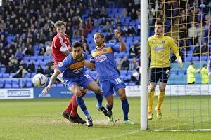Images Dated 8th March 2014: Aden Flint's Missed Penalty: Shrewsbury Town vs. Bristol City, March 8, 2014