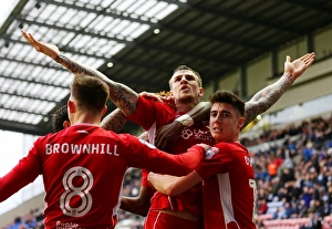 Wigan Athletic V Bristol City Prints: Aden Flint's Thrilling Goal Celebration: Bristol City Stuns Wigan Athletic in Sky Bet Championship (11-03-2017)