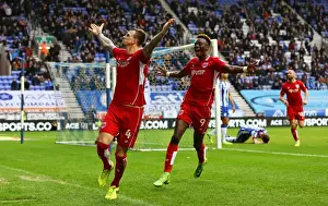 Wigan Athletic V Bristol City Prints: Aden Flint's Thrilling Goal Celebration: Bristol City's Historic First at Wigan Athletic