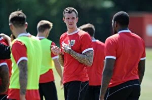 Images Dated 2nd July 2014: Aden Flint's Unwavering Concentration at Bristol City Football Training (July 2, 2014)