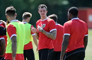 Training - 2 July 2014 Prints: Aden Flint's Unwavering Concentration at Bristol City Football Training (July 2, 2014)
