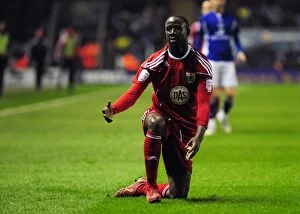 Images Dated 18th February 2011: Adomah in Action: Leicester City vs. Bristol City, Championship Football Match, 18/02/2011