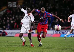 Images Dated 22nd January 2011: Adomah Foul: Crystal Palace vs. Bristol City Championship Clash (22/01/2011)