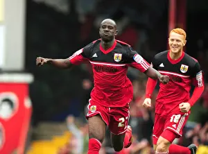 Bristol City V Blackburn Rovers Prints: Adomah and Taylor's Championship Goal Celebration: A Moment to Remember (2012)