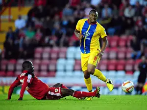 Framed Print : Adomah vs. Dikgacoi: Intense Battle in the Championship Clash between Bristol City and Crystal Palace, 2012