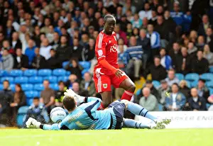 Leeds United V Bristol City Prints: Adomah vs. Lonergan: Thrilling Save in Leeds United vs