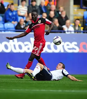 Bolton Wanderers V Bristol City Prints: Adomah vs. Warnock: Battle for Supremacy in the 2012 Championship Clash between Bolton Wanderers and Bristol City