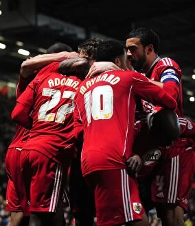 Images Dated 14th March 2011: Adomah's Equalizer: Norwich City vs. Bristol City, Championship Clash - 14/03/2011