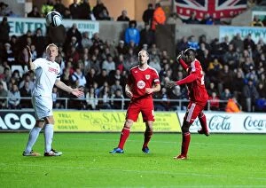 Images Dated 10th November 2010: Adomah's Near-Miss: Swansea City vs. Bristol City (10/11/2010)