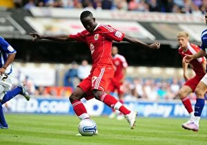 Images Dated 28th August 2010: Adomah's Shot at Portman Road: Bristol City vs Ipswich Town, Championship 2010