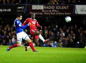 Images Dated 28th September 2010: Adomah's Shot Save: Portsmouth vs. Bristol City, Championship 2010
