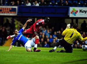 Images Dated 28th September 2010: Adomah's Shot Stopped: Portsmouth vs. Bristol City Championship Showdown (September 2010)