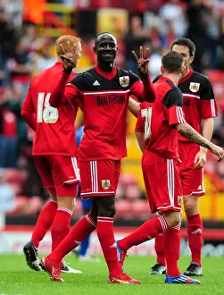 Louis Carey Testimonial Prints: Adomah's Thriller: Celebrating at Ashton Gate during Louis Carey's Testimonial (August 4)