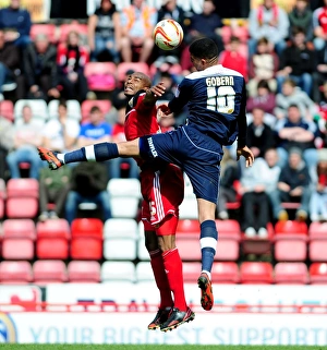 Aerial Clash: Marvin Elliott vs. Oscar Gobern, Bristol City vs. Huddersfield Town, Npower Championship