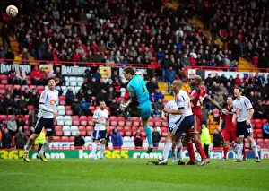 Bristol City V Bolton Wanderers Prints: Agonizing Moment: Tom Heaton's Last-Ditch Header Denied in Bristol City vs