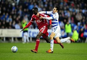 Images Dated 28th January 2012: Albert Adomah Foul by Jem Karacan - Reading vs. Bristol City Championship Match, 2012