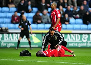 Coventry City V Bristol City Prints: Albert Adomah Receives Penalty Area Treatment During Coventry City vs