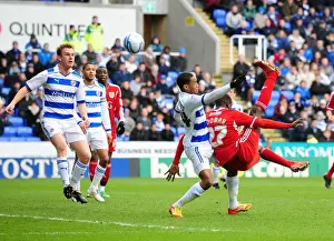 Reading V Bristol City Prints: Albert Adomah's Overhead Kick Saved by Federici in Reading vs