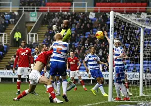 Reading V Bristol City Prints: Ali Al-Habsi Watching a Last-Minute Cross in Reading vs
