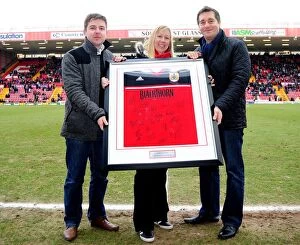 Images Dated 23rd February 2013: Amy Kington Receives Signed Bristol City Shirt after Barnsley Match, 23/02/2013