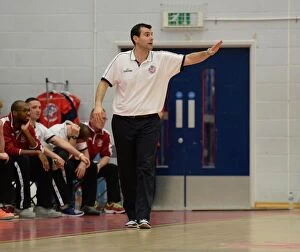 Images Dated 8th November 2014: Andreas Kapoulas Coaches Bristol Flyers in BBL Match against Sheffield Sharks