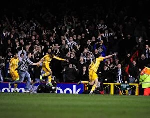 Bristol City v Newcastle Utd Collection: Andrew Carroll's Euphoric Goal Celebration: Newcastle United's Thrilling Victory at Ashton Gate