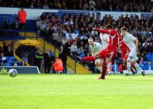 Images Dated 17th September 2011: Andy Lonergan Saves Nicky Maynard's Penalty in Leeds United's Victory over Bristol City