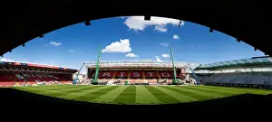 Ashton Gate Past And Present Prints: Ashton Gate Stadium: Raising the Dolman Stand Roof Extension