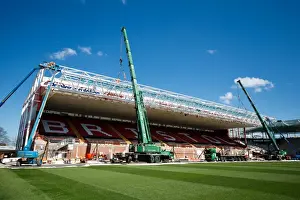 Ashton Gate Past And Present Prints: Ashton Gate Stadium's Dolman Stand Roof Extension: Steel Truss Hoisted into Place
