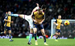 Aston Villa's Mile Jedinak Outjumps Aaron Wilbraham of Bristol City for a Header at Villa Park (February 28)