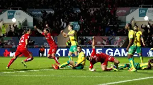 Bristol City V Norwich City Prints: Bailey Wright's Equalizer: Bristol City vs Norwich City in Sky Bet Championship (07/03/2017)