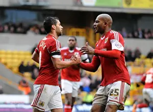 Framed Print : Baldock and Elliott: Celebrating Glory – Bristol City's Thrilling Goal vs. Wolverhampton Wanderers, January 2014 Framed Print : Baldock and Elliott: Celebrating Glory – Bristol City's Thrilling Goal vs. Wolverhampton Wanderers, January 2014
