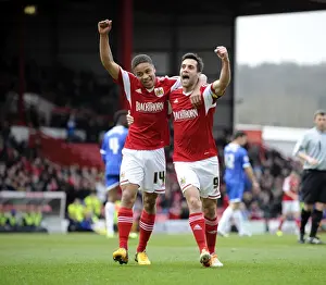 Bristol City V Gillingham Prints: Baldock and Reid: Celebrating Glory – Bristol City's Unforgettable Goal vs