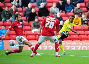 Barnsley V Bristol City Prints: Barnsley vs. Bristol City: Nicky Maynard's Thwarted Goal in Championship Match
